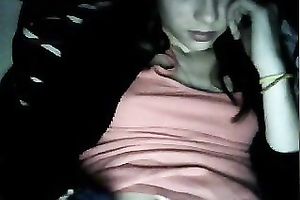 Pallid quite skinny dilettante livecam dirty slut wife was tenderly rubbing her clitoris