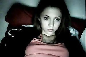 Pallid quite skinny dilettante livecam dirty slut wife was tenderly rubbing her clitoris