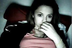 Pallid quite skinny dilettante livecam dirty slut wife was tenderly rubbing her clitoris