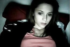 Pallid quite skinny dilettante livecam dirty slut wife was tenderly rubbing her clitoris
