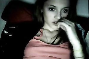 Pallid quite skinny dilettante livecam dirty slut wife was tenderly rubbing her clitoris