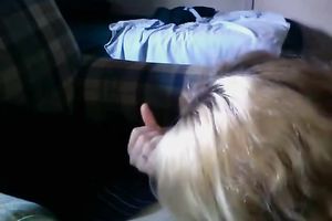 Bitchy blondie sucks pleasant cock of her sexually excited boyfriend