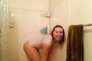 Kinky all juicy glamorous and excited dark brown was petting herself in the shower