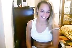 Wondrous bright and seductive amateur golden-haired sweetheart showed me her titties