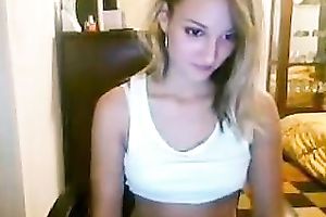 Wondrous bright and seductive amateur golden-haired sweetheart showed me her titties