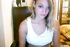 Wondrous bright and seductive amateur golden-haired sweetheart showed me her titties