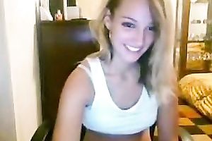 Wondrous bright and seductive amateur golden-haired sweetheart showed me her titties