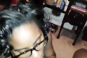 Nerdy black slut wife is a good throat eater in vacation