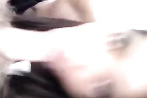 Exquisite brunette hair slender Asian white bitch blows my white schlong