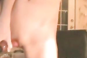 Adorable pale skin breasty blondie pokes herself with a pink sex toy