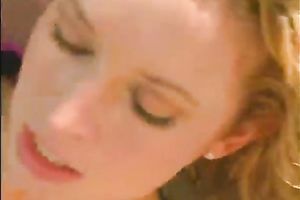 Sensual golden-haired lesbos love eating every other's juicy bushy snatches