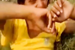 Amateur Indian brunette stripped her quite priceless boobies outdoors