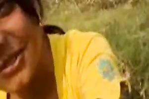 Amateur Indian brunette stripped her quite priceless boobies outdoors