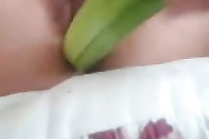 A admirable non-professional clip with my lusty girlfriend pushing herself with a cucumber