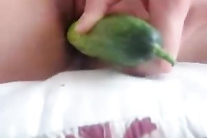 A admirable non-professional clip with my lusty girlfriend pushing herself with a cucumber