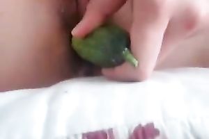 A admirable non-professional clip with my lusty girlfriend pushing herself with a cucumber