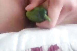 A admirable non-professional clip with my lusty girlfriend pushing herself with a cucumber