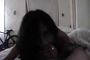 Slender brunette hair Indian college babe blows me and rides my bulky penis