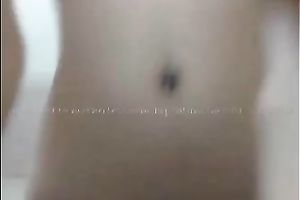 Foureyed playgirl poking her chocolate hole with large sex toy intensively