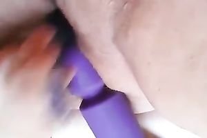 Moist hairless bawdy cleft of torrid dilettante nympho is teased with a marital-device