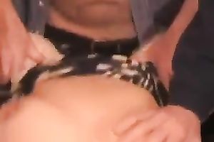 Wild blindfolded dirty brunette white women works on several weenies at one time