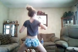 Cute playful dilettante web camera white bitch was teasing me with her priceless bum in shorts