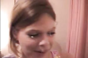 Crazy and cute skinny dark brown gal tenderly sucked my friend's tool