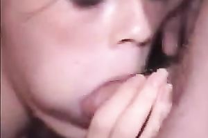 Crazy and cute skinny dark brown gal tenderly sucked my friend's tool