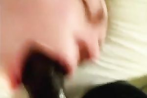 Spoiled white doxy engulfing dark pecker balls unfathomable in non-professional movie