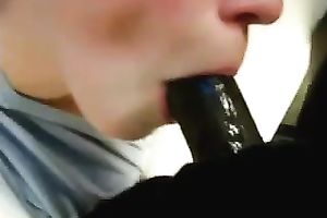 Spoiled white doxy engulfing dark pecker balls unfathomable in non-professional movie