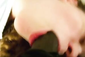 Spoiled white doxy engulfing dark pecker balls unfathomable in non-professional movie