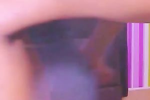 Awesome large bottomed hawt livecam dark hottie drilled with orange toy