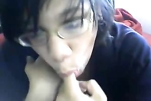 Nerdy natural skinny dark brown gal flashed her diminutive marangos to my buddy