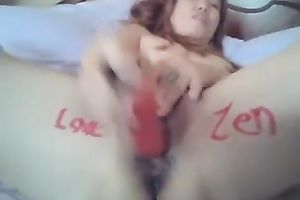 My kinky girlfriend copulates her moist cookie with favourite sex toy