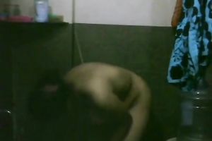 Hot hidden camera movie of my breasty Indian slutty wife in washroom