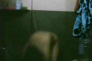 Hot hidden camera movie of my breasty Indian slutty wife in washroom