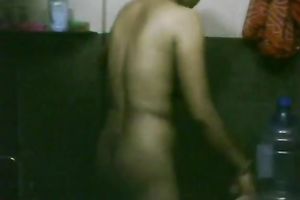 Hot hidden camera movie of my breasty Indian slutty wife in washroom