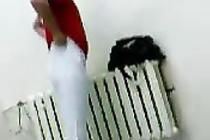 Spy video of my blond coed changing her clothes in college room