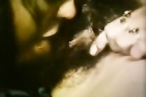 Retro brunette hair ladies with truly bushy snatches having softcore act