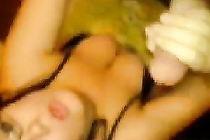 Cute brunette hair college bitch in glasses takes facial from me