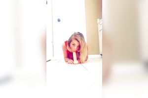 Hot blonde wife rides her dildo and squirts