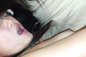 Asian nerdy student creamy fuck with white boyfriend