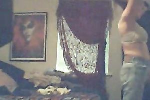 Chubby aged golden-haired housewife after shower stripped in the bedroom