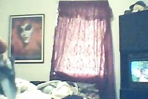 Chubby aged golden-haired housewife after shower stripped in the bedroom