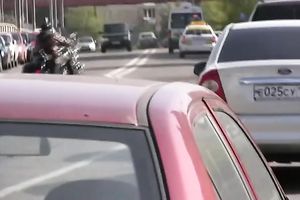 Brunette white horny white wife in constricted jeans piddles in public place