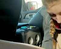 Sexy slut wife public daytime car blowjob