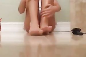 Selfie of my miniature blond wench masturbating with hairbrush