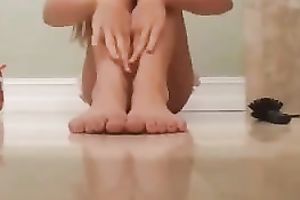 Selfie of my miniature blond wench masturbating with hairbrush