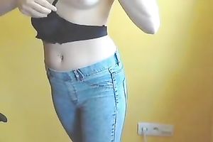 Chestnut haired new legal age teenager was willing to disrobe just a bit for my ally