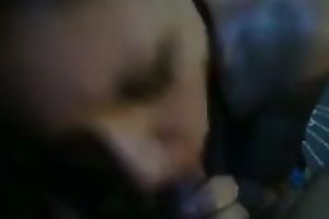 Charming appealing dark brown sweetheart in grey T-shirt gave me good head